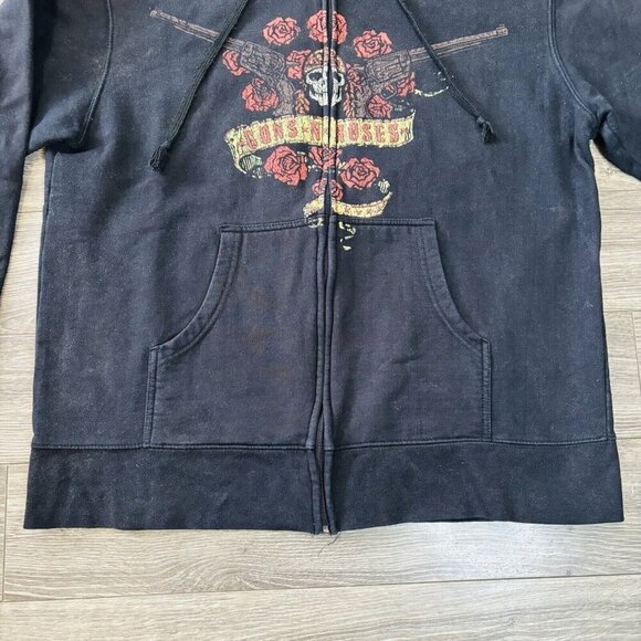 Guns-N-Roses Hoodie Vintage Ed Hardy Styled Two Pistols Sz L Skull Kanga Pouch - Picture 5 of 11